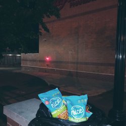 No bags!You need a bag? Go to aisle #11 and spend $8.99 for trash bags then fling your stuff over your shoulder looking like a hobo.