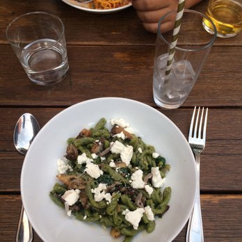 Ammazzacaffè - Gemelli verde pasta - unreal. Mushroom, spinach, goat cheese. Across the table is the lamb ondine (restaurant week menu). - Cocktail Bars Near Me - Brooklyn, New York