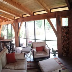Gem Screens - Sliding panels on a beautiful cedar porch