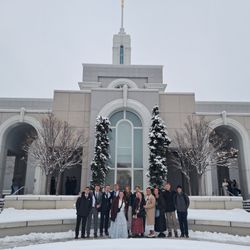 Mount Timpanogos Utah Temple - Our missionary friend and some of her district