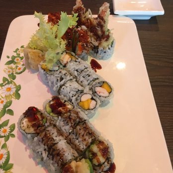 Hana - Top to bottom: shrimp tempura roll, shrimp & mango roll and a Dynamite roll. Get the shrimp tempura roll!! - Sushi Bars Near Me - Gainesville, Florida Hana - Top to bottom: shrimp tempura roll, shrimp & mango roll and a Dynamite roll. Get the shrimp tempura roll!! - Sushi Bars Near Me - Gainesville, Florida