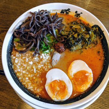 Ramen Danbo - Miso rekka ramen with soft boiled egg, kikurage, and karashi takana - Ramen Near Me - Seattle, Washington Ramen Danbo - Miso rekka ramen with soft boiled egg, kikurage, and karashi takana - Ramen Near Me - Seattle, Washington