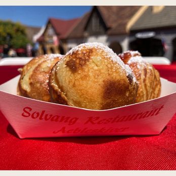 Solvang Restaurant - Three Aebleskiver x jam. #ballpancakes - Scandinavian Near Me - Solvang, California