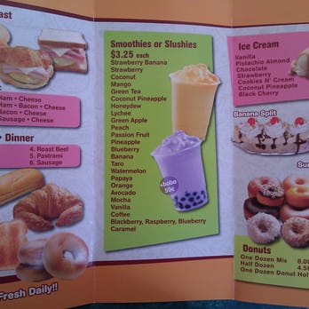 K & K Donuts - Back of Paper Menu - Donuts Near Me - Los Angeles, California