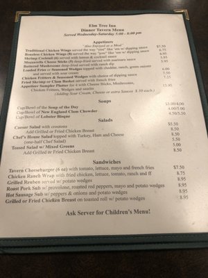 Menu photo 1 The Elm Tree Inn McLean, NY