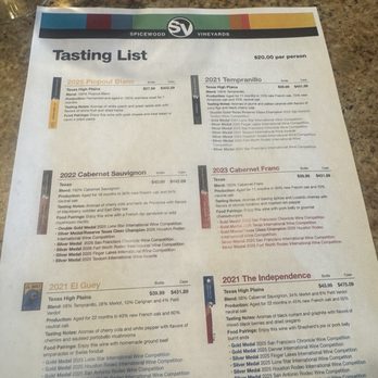 Spicewood Vineyards - Tasting menu - Wineries Near Me - Spicewood, Texas Spicewood Vineyards - Tasting menu - Wineries Near Me - Spicewood, Texas