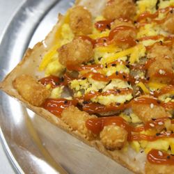 Parmagianni - Spicy Cool Cat - featuring Cats Luck Taylor Ham, Just Egg scramble, tater tots, sriracha ketchup, and everything seasoning