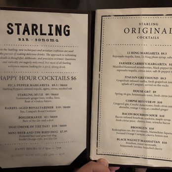 Starling Bar Sonoma - Cocktail Bars Near Me - Sonoma, California