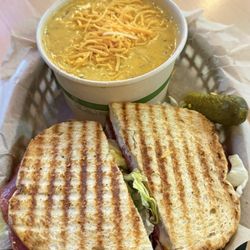 Cracked Pepper - Grilled panini sandwich and cheesy potato soup