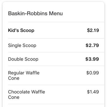 Baskin-Robbins - This is the online prices for ice cream. I have been to several Baskin Robbins and this store is VERY HIGHLY priced!! - Desserts Near Me - Santa Monica, California Baskin-Robbins - This is the online prices for ice cream. I have been to several Baskin Robbins and this store is VERY HIGHLY priced!! - Desserts Near Me - Santa Monica, California