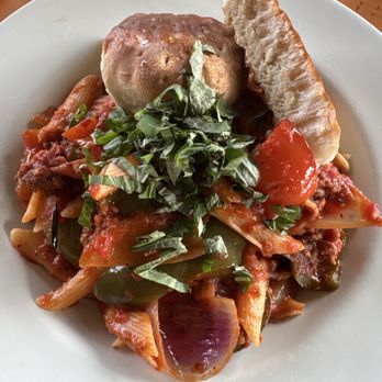 Little Azio - Rustica Penne Pasta with bread - Italian Near Me - Atlanta, Georgia Little Azio - Rustica Penne Pasta with bread - Italian Near Me - Atlanta, Georgia