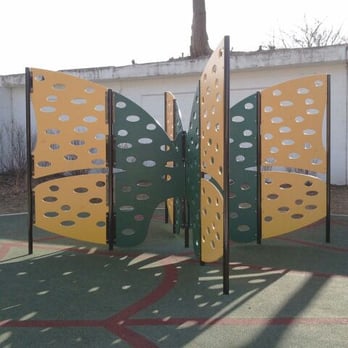 Julia de Burgos Park - Up close view of butterfly climbing wall... - Playgrounds Near Me - Chicago, Illinois
