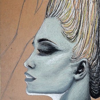Lebeor - Brooklyn - Daria S.; 15 years old; black, grey, and white Sause on brown pastel paper - Art Classes Near Me - Brooklyn, New York