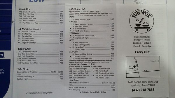 Menu photo 2 Sun Wok Midland, TX