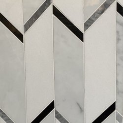 Tiles Plus More - Natural Stone Water Jet Mosaic Tile. Nero Marquina, Carrara Mable, Calacatta Marble, Thassos Marble, Green Stone, Pink Stone, and many more.