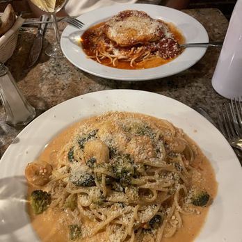 Giorgio On Pine - Spaghetti a la Vodka and Parmesan Cheese Crusted Chicken Breast - Italian Near Me - Philadelphia, Pennsylvania