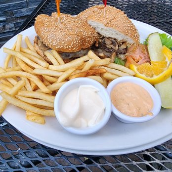 Fenton's Creamery - Mushroom Swiss burger with fries - Ice Cream & Frozen Yogurt Near Me - Vacaville, California Fenton's Creamery - Mushroom Swiss burger with fries - Ice Cream & Frozen Yogurt Near Me - Vacaville, California