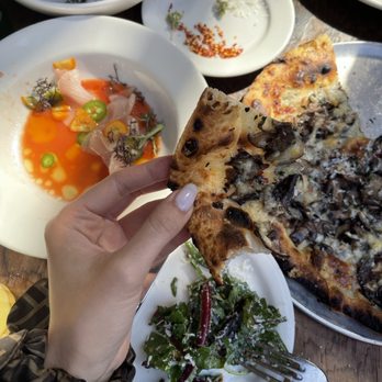 Gjelina - Oh, the Crudo is so pretty and flavorful! I order the fungi pizza almost every time. - New American Near Me - Venice, California Gjelina - Oh, the Crudo is so pretty and flavorful! I order the fungi pizza almost every time. - New American Near Me - Venice, California