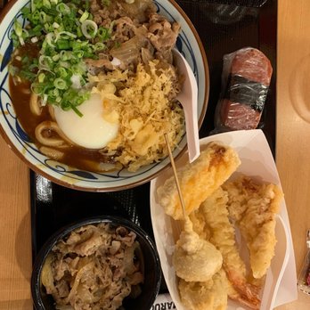 Marugame Udon - Udon, spam musubi, fried mushrooms, tempura, fried egg - Japanese Near Me - Costa Mesa, California Marugame Udon - Udon, spam musubi, fried mushrooms, tempura, fried egg - Japanese Near Me - Costa Mesa, California