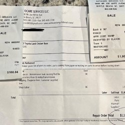 Autocare Services - The $1100 we were charged for their 'free diagnostic'. Ha!!