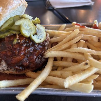Creekside BBQ - the memphis (PULLED PORK, KC SWEET BBQ SAUCE, HOME MADE SOUR DILL PICKLE), side of fries - Barbeque Near Me - Vancouver, Washington Creekside BBQ - the memphis (PULLED PORK, KC SWEET BBQ SAUCE, HOME MADE SOUR DILL PICKLE), side of fries - Barbeque Near Me - Vancouver, Washington