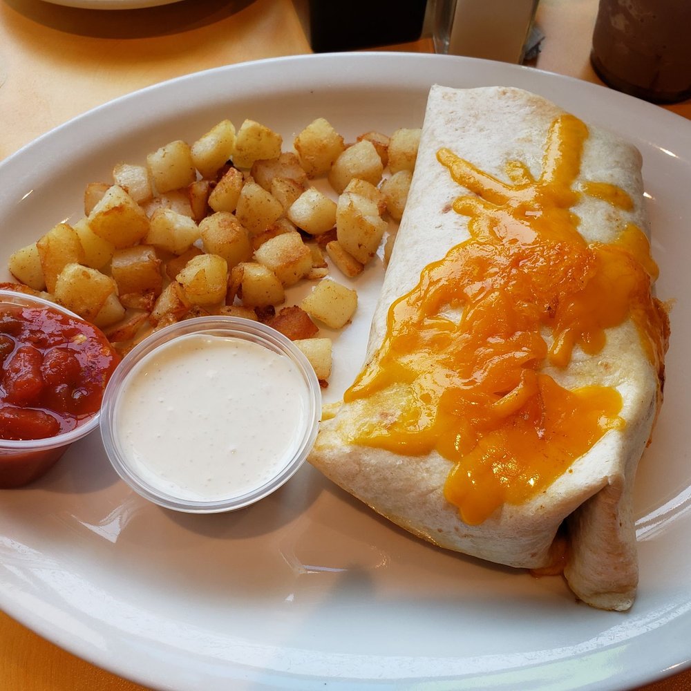 Half Day Cafe - Burrito con carnitas with potatoes - Breakfast & Brunch Near Me - Mason, Ohio