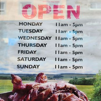 Oink - The sign in the window with the hours of operation as a April 2025. - Fast Food Near Me - Edinburgh, MLN Oink - The sign in the window with the hours of operation as a April 2025. - Fast Food Near Me - Edinburgh, MLN