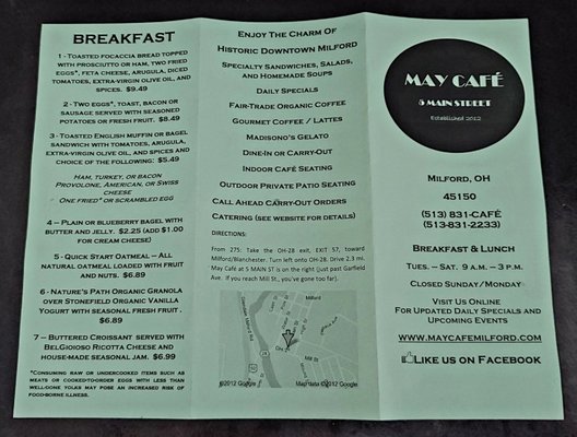 Menu photo 2 May Café Milford, OH Menu photo 2 May Café Milford, OH