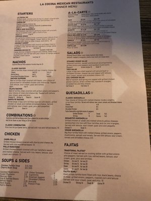 Menu photo 1 La Cocina Mexican Restaurant Acworth, GA
