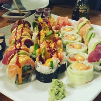 Ikko Sushi - Left to right: love roll, East-West highway roll, silver spring roll, rainbow roll - Sushi Bars Near Me - Silver Spring, Maryland Ikko Sushi - Left to right: love roll, East-West highway roll, silver spring roll, rainbow roll - Sushi Bars Near Me - Silver Spring, Maryland