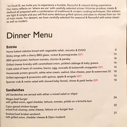 Dock 18 Restaurant - Dinner Menu 1/3