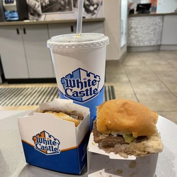 White Castle - a hamburger and a drink on a table - Burgers Near Me - Maryland Heights, Missouri White Castle - a hamburger and a drink on a table - Burgers Near Me - Maryland Heights, Missouri