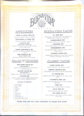 Menu photo 1 Buena Vida Cantina San Francisco, CA