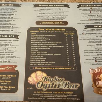 Big Sur Oyster Bar - Menu as of June 2025 - Seafood Near Me - Las Vegas, Nevada Big Sur Oyster Bar - Menu as of June 2025 - Seafood Near Me - Las Vegas, Nevada