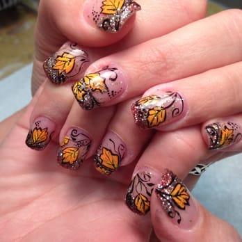 Jeanne's Nail Spa - Acrylic Set with "Autumn/Fall" Design by Jeanne - Nail Salons Near Me - Milpitas, California Jeanne's Nail Spa - Acrylic Set with "Autumn/Fall" Design by Jeanne - Nail Salons Near Me - Milpitas, California