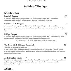 VEN A Communal Eatery - Lunch Menu