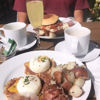 Aeirloom Bakery - Rosemary Potatoes, poached eggs, mimosa - New American Near Me - Los Angeles, California