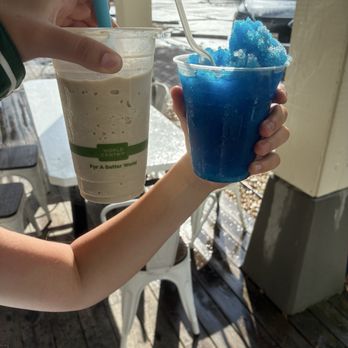 Good Time Cafe - Carmel frappe and blue raspberry snow cone - Coffee & Tea Near Me - Port Saint Joe, Florida Good Time Cafe - Carmel frappe and blue raspberry snow cone - Coffee & Tea Near Me - Port Saint Joe, Florida