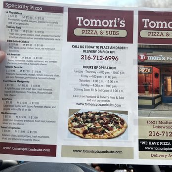 Tomori's Pizza & Subs - a menu for tomori's pizza and subs - Pizza Near Me - Lakewood, Ohio Tomori's Pizza & Subs - a menu for tomori's pizza and subs - Pizza Near Me - Lakewood, Ohio