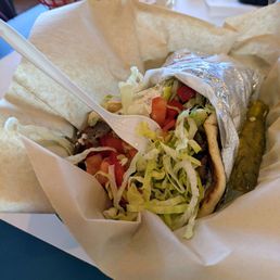 Athenian Gyro on Pita - Sooo good. I got it without peppers or onions. Athenian Gyro on Pita - Sooo good. I got it without peppers or onions.