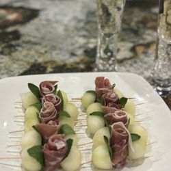 Fourke & Goode Catering - Melon prosciutto skewers