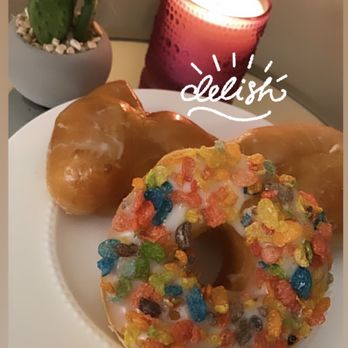 Donutsville - Fruity pebbles donut (specialty) and glazed twist! Both SO yummy! - Donuts Near Me - Peoria, Arizona