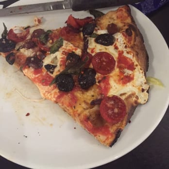 Juliana's - Margherita base with pepperoni and both black and kalamata olives - Pizza Near Me - Brooklyn, New York Juliana's - Margherita base with pepperoni and both black and kalamata olives - Pizza Near Me - Brooklyn, New York