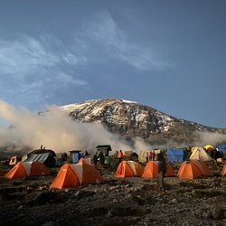 Ultimate Kilimanjaro - One of the camp site and Mt Kilimanjaro