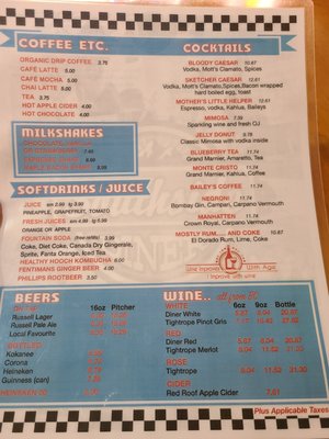 Menu photo 2 Southside Diner Whistler, BC