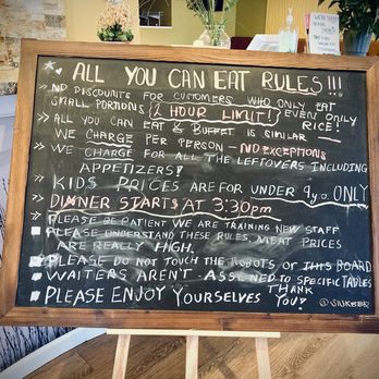 SIU Korean BBQ - All You Can Eat Rules on a chalk board by the entrance - Korean Near Me - Sparks, Nevada SIU Korean BBQ - All You Can Eat Rules on a chalk board by the entrance - Korean Near Me - Sparks, Nevada
