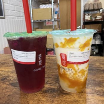 Gong Cha - Ridgewood - Passionfruit Green Tea Mini Pearl Mango Milk - Bubble Tea Near Me - Ridgewood, New Jersey
