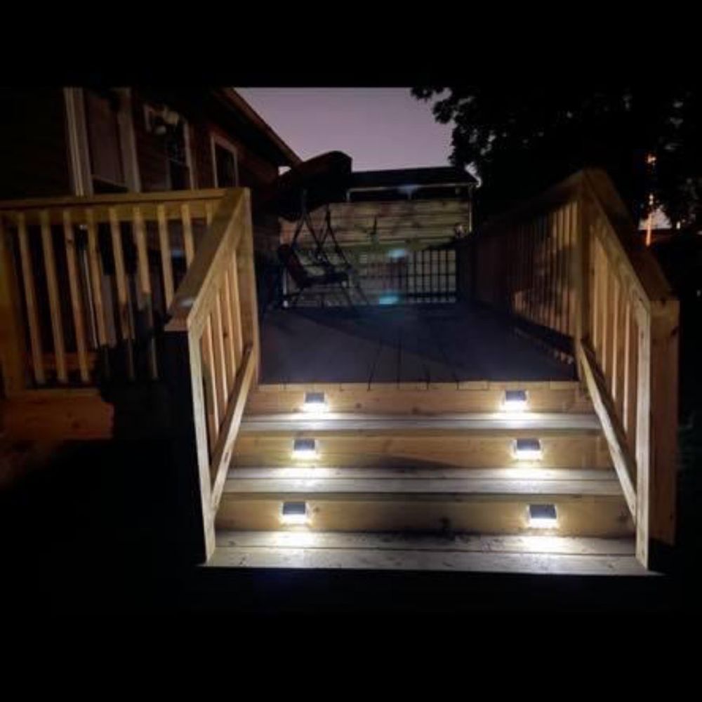 Evolution Contracting - the steps leading up to the deck at night - General Contractors Near Me - Madison, Illinois Evolution Contracting - the steps leading up to the deck at night - General Contractors Near Me - Madison, Illinois