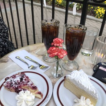 Cafe Intermezzo - Iced Coffees, Boscoe (left), Tres Leches cake (right), - Coffee & Tea Near Me - Dunwoody, Georgia