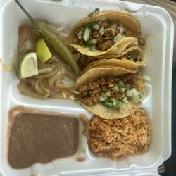 Street Taco Shack - #10- 3 tacos+ rice & beans